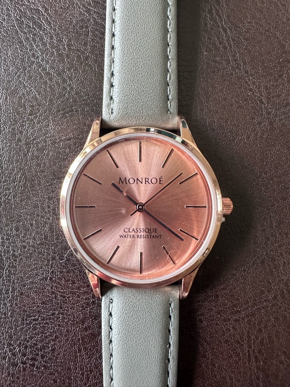 Monroe Classique Women’s Watch - Rose Gold Dial with Light Gray Strap